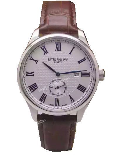 Geneve Patek Philippe Replica Watches - SS White Dial Brown Leather Strap Quartz Watch
